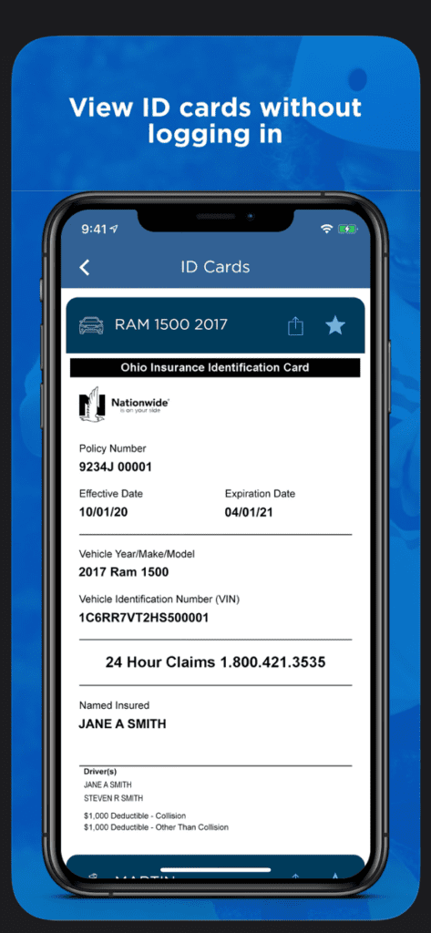 Nationwide App Auto ID Card